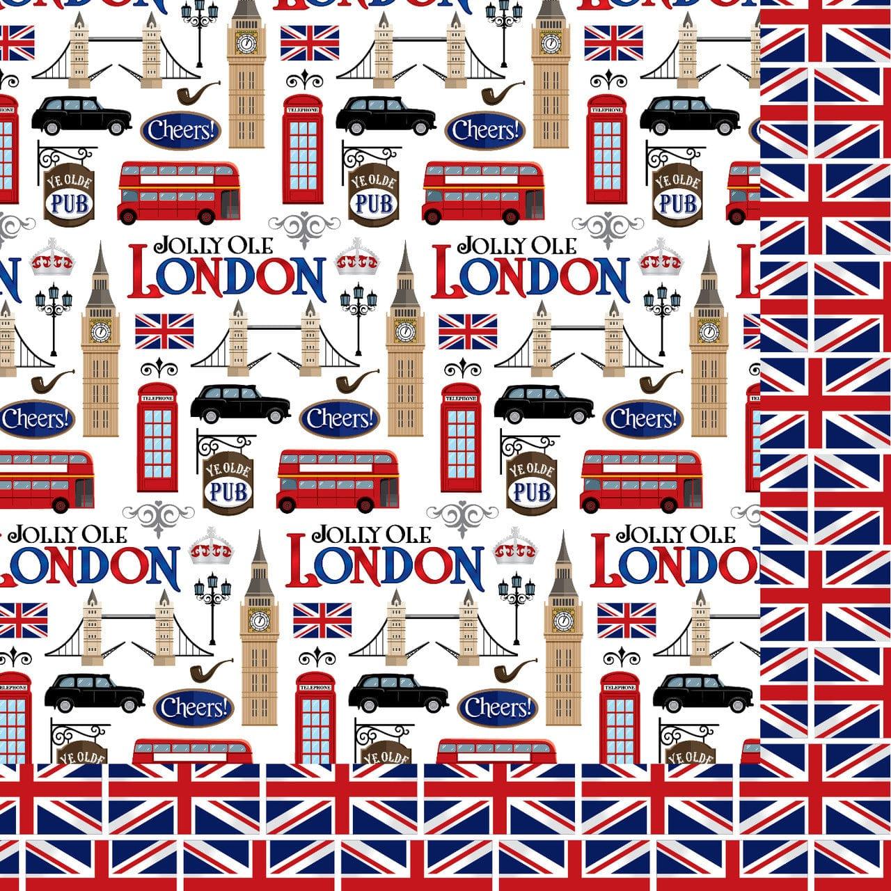 Jolly Ole London Collection London Icons 12 x 12 Double-Sided Scrapbook Paper by SSC Designs