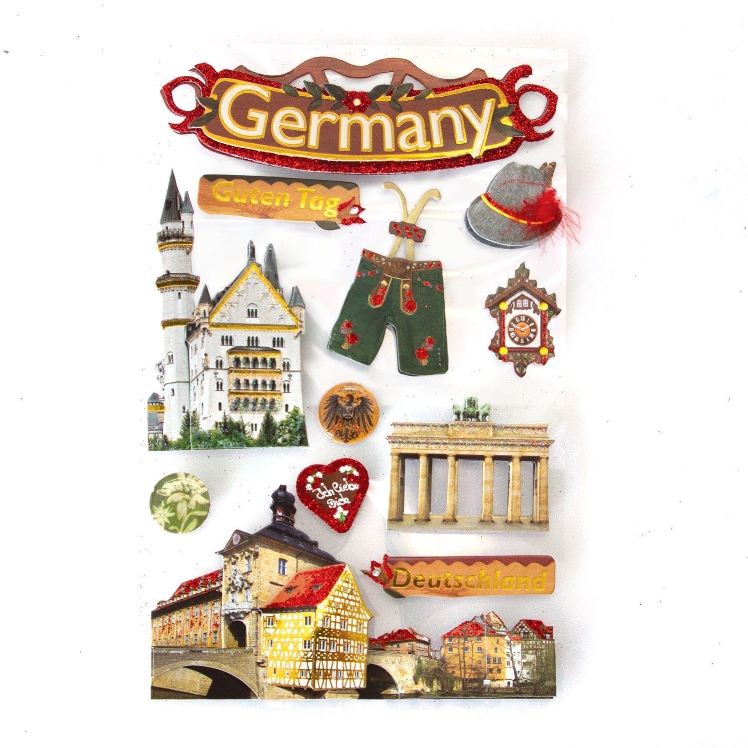 Travel Collection Germany 5 x 7 Glitter 3D Scrapbook Embellishment by Paper House Productions - Scrapbook Supply Companies