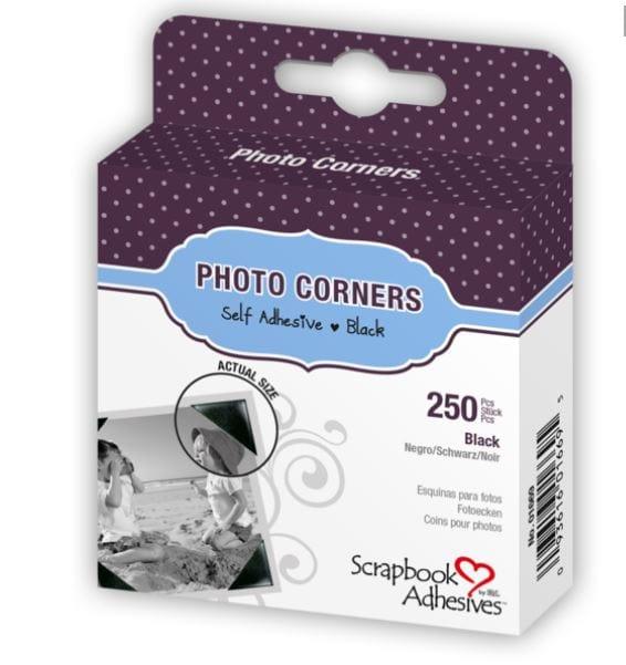 Photo Corners Collection Black, Polypropylene, Self-Adhesive Photo Corners - Pkg. of 250 - Scrapbook Supply Companies
