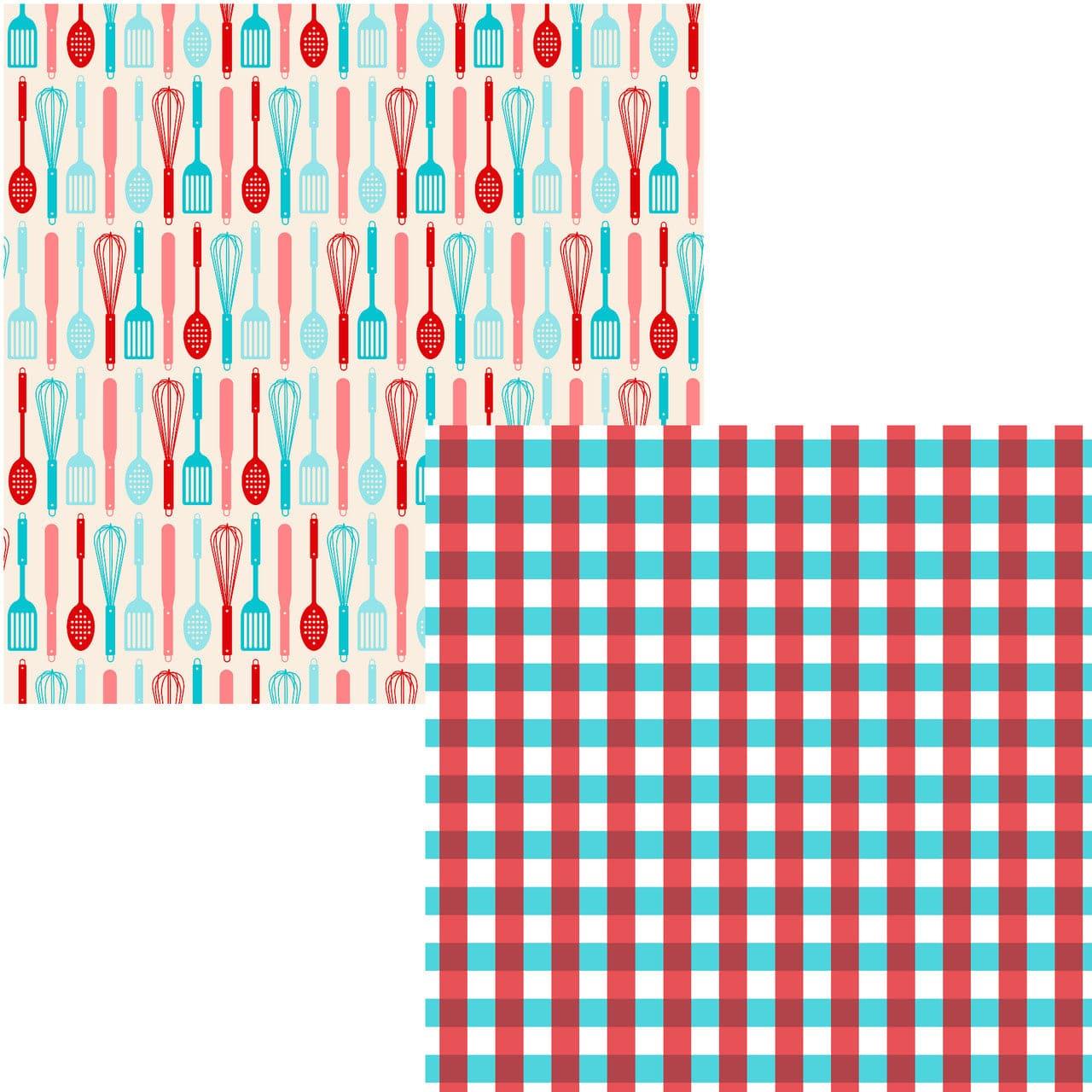 Sugar & Spice Collection Utensils 12 x 12 Double-Sided Scrapbook Paper by SSC Designs