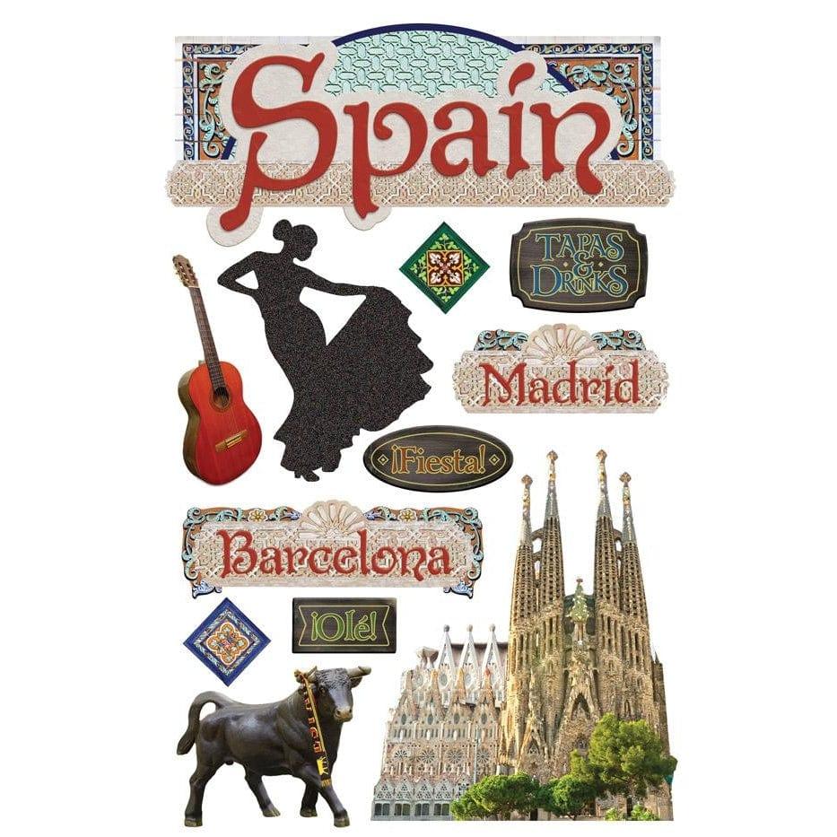 Travel Collection Spain 5 x 7 Glitter 3D Scrapbook Embellishment by Paper House Productions - Scrapbook Supply Companies