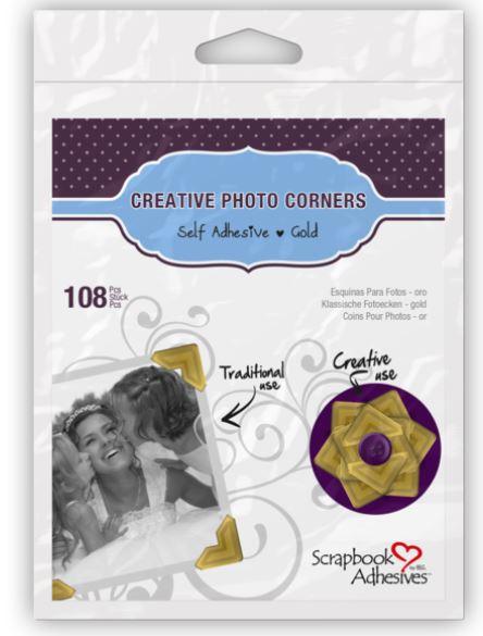 Scrapbook Adhesives Paper Photo Corners Self Adhesive 108/PK .5 Gold