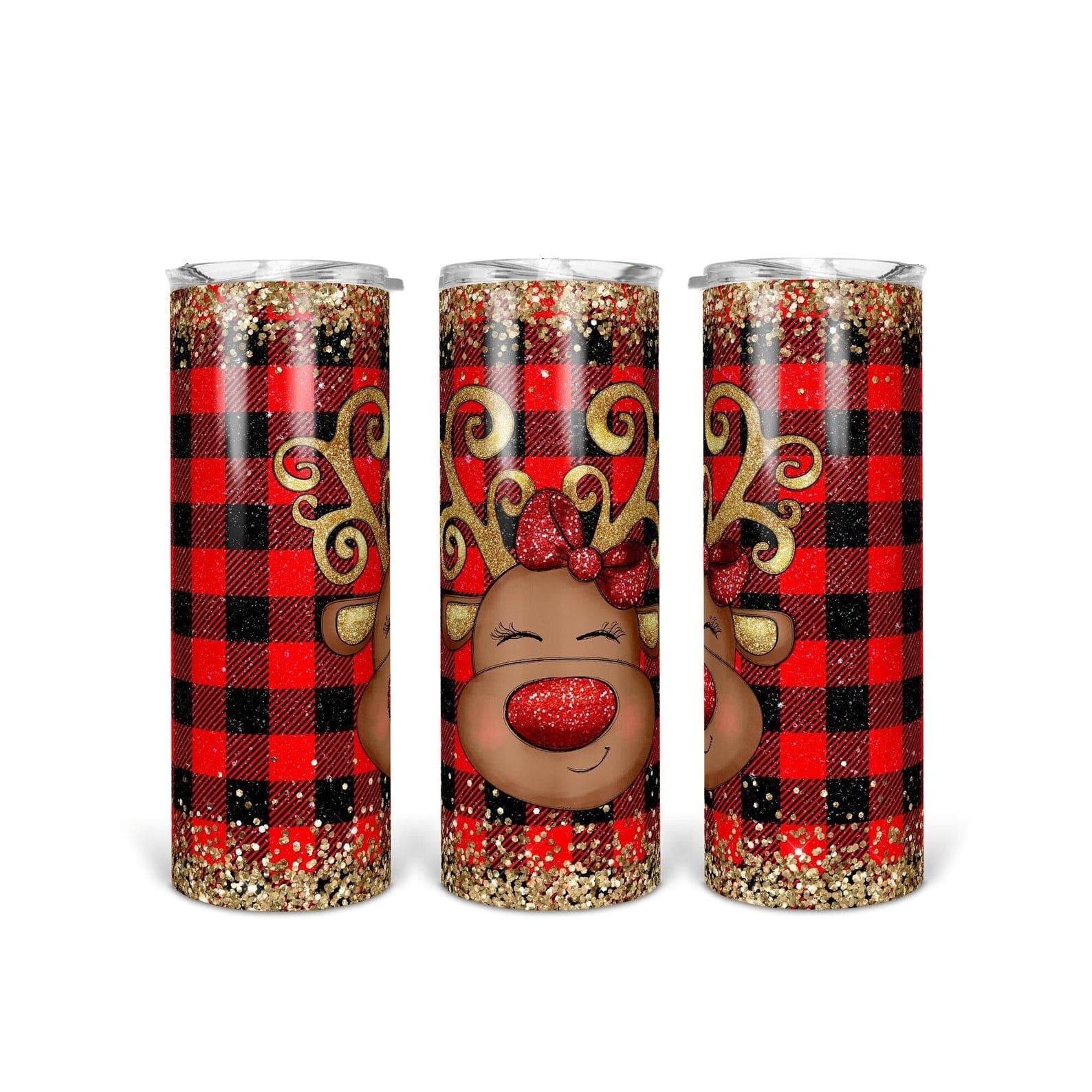 Rudolph Buffalo Plaid 30 oz. Straight Skinny Tumbler by SSC Designs - Scrapbook Supply Companies