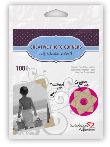 Creative Photo Corners Collection Kraft Self-Adhesive Photo Corners by Scrapbook Adhesives - 108 Pieces - Scrapbook Supply Companies