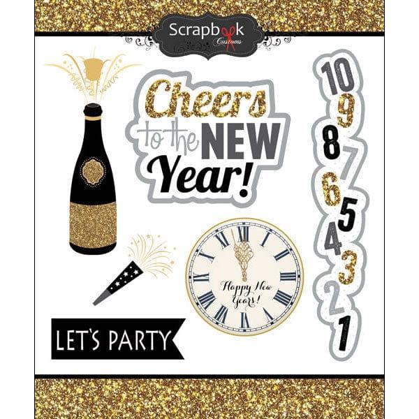 Happy New Year Collection New Year Cheer Mini Sticker Sheet 5 x 6 Sticker Sheet by Scrapbook Customs - Scrapbook Supply Companies