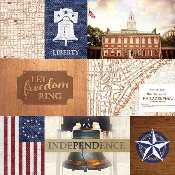 Let Freedom Ring Collection Philadelphia Tags 12 x 12 Double-Sided Scrapbook Paper by Paper House Productions - Scrapbook Supply Companies