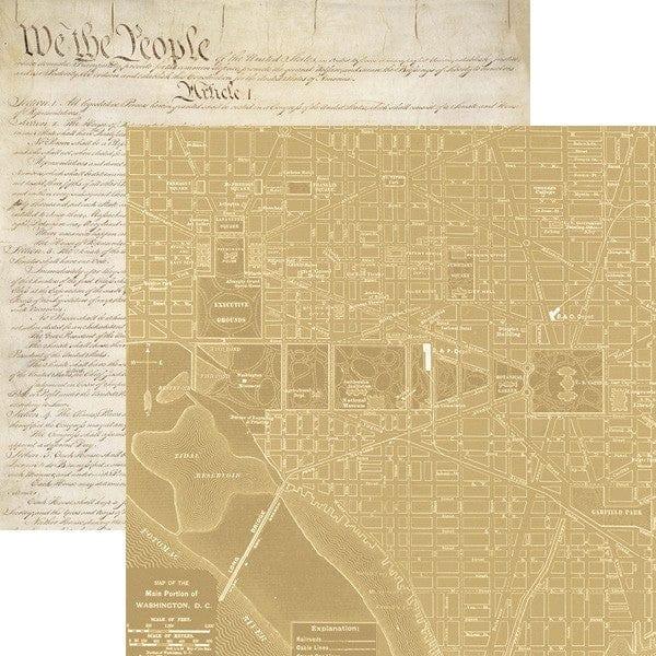 Let Freedom Ring Collection Washington, DC Map 12 x 12 Double-Sided Scrapbook Paper by Paper House Productions - Scrapbook Supply Companies