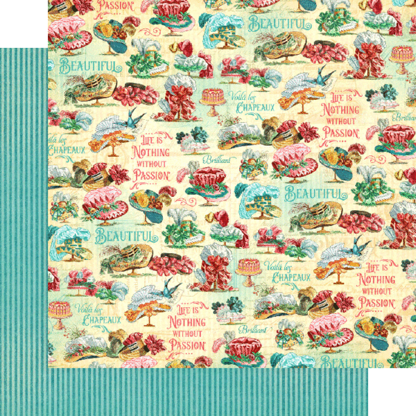 Ephemera Queen Collection Les Chapeaux 12 x 12 Double-Sided Scrapbook Paper by Graphic 45 - Scrapbook Supply Companies