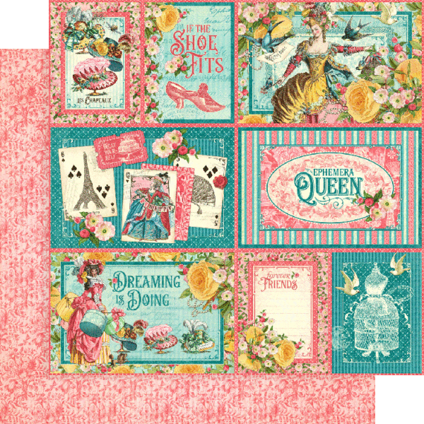 Ephemera Queen Collection If the Shoe Fits 12 x 12 Double-Sided Scrapbook Paper by Graphic 45