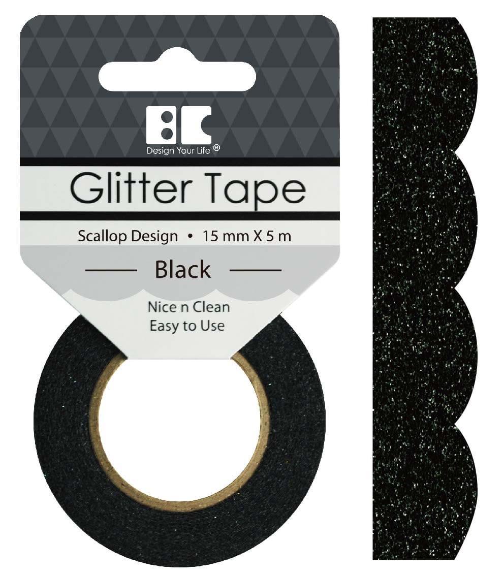 Best Creation  Black Scallop Glitter Scrapbook Washi Tape