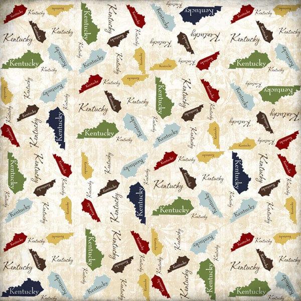 Lovely Travel Collection Kentucky State Shape 12 x 12 Scrapbook Paper by Scrapbook Customs - Scrapbook Supply Companies