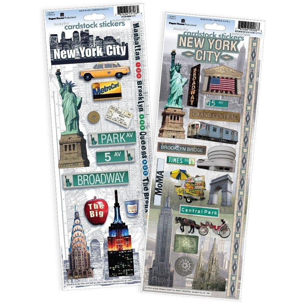 New York Collection 4.5 x 13 Scrapbook Sticker Value Pack by Paper House Productions - 2 Sticker Sheets - Scrapbook Supply Companies