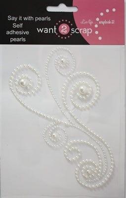 Say It With Bling Collection Maxxi Girl Swirl White Pearl 4 x 7 Scrapbook Bling by Want 2 Scrap - Scrapbook Supply Companies
