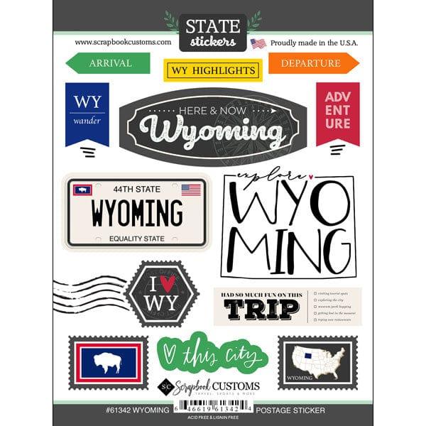 Postage Map Collection Wyoming 6 x 8 Scrapbook Sticker Sheet by Scrapbook Customs - Scrapbook Supply Companies