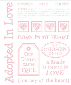 Adopted In Love Collection Baby Pink Sticker Sheet by SRM Press - Scrapbook Supply Companies