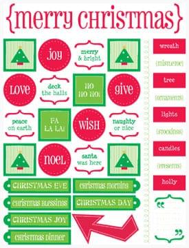 Merry Christmas Live Life Stickers by SRM Press - Scrapbook Supply Companies