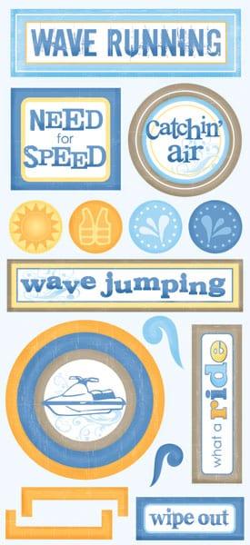 Tropical Collection Wave Running 6 x 12 Cardstock Sticker Sheet by Scrapbook Customs - Scrapbook Supply Companies