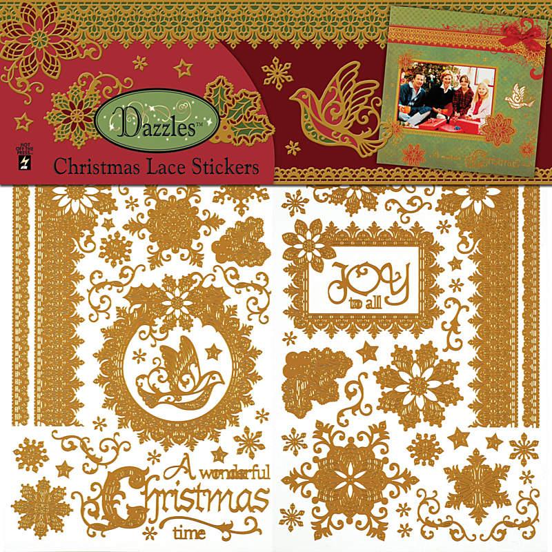 Dazzles Collection Christmas Lace 12 x 12 Sticker Sheet by Hot Off The Press - Scrapbook Supply Companies