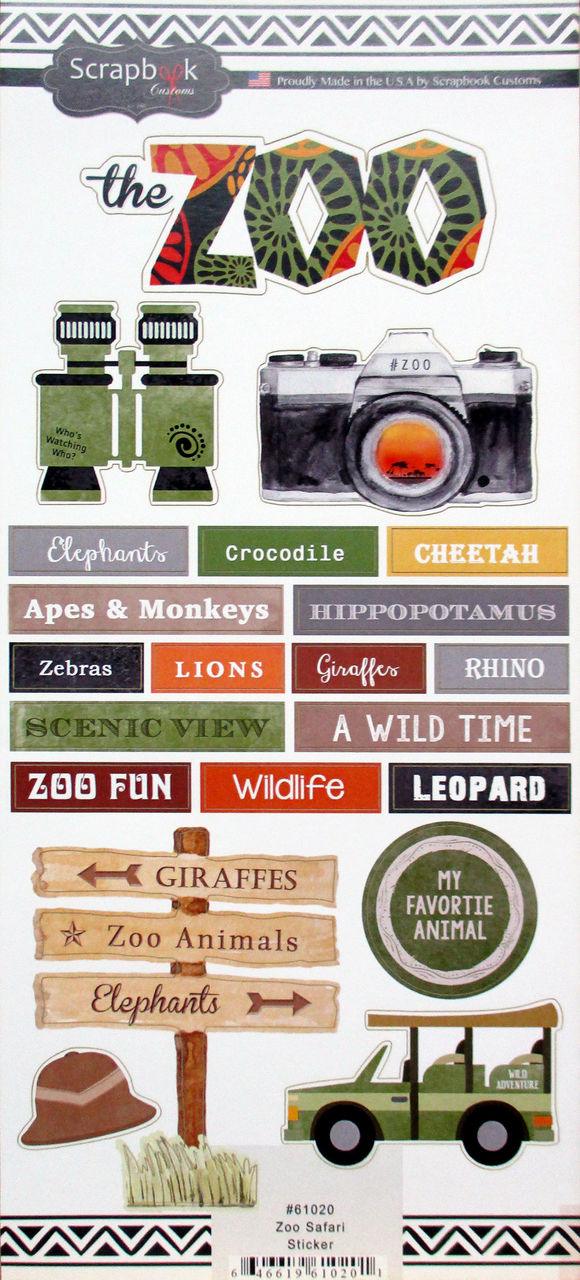 African Safari Collection 6 x 12 Zoo Safari Sticker Sheet by Scrapbook Customs - Scrapbook Supply Companies