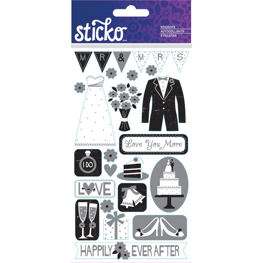 Wedding Collection Love You More 4 x 7 Silver Foil Sticker Sheet by Sticko