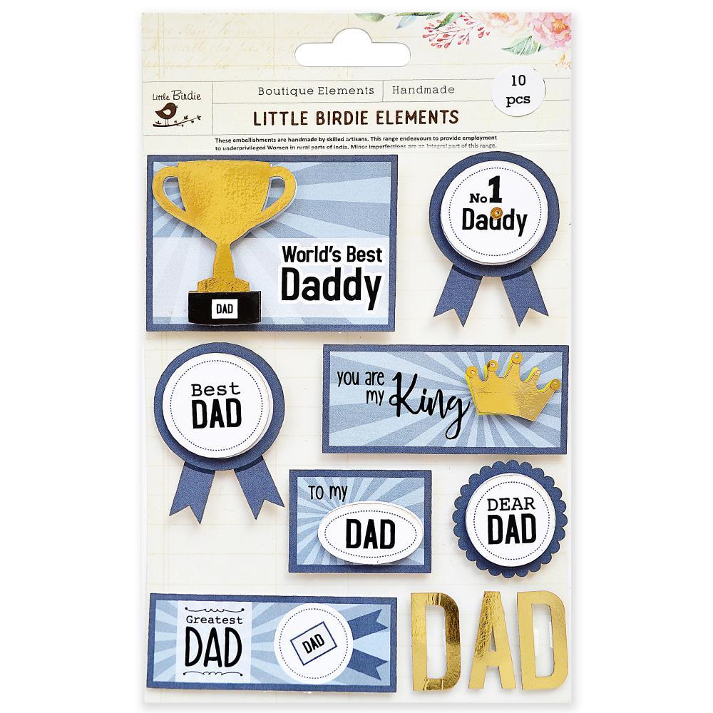 Family Collection Dad 5 x 7 Self-Adhesive 3D Scrapbook Embellishments by Little Birdie - Scrapbook Supply Companies