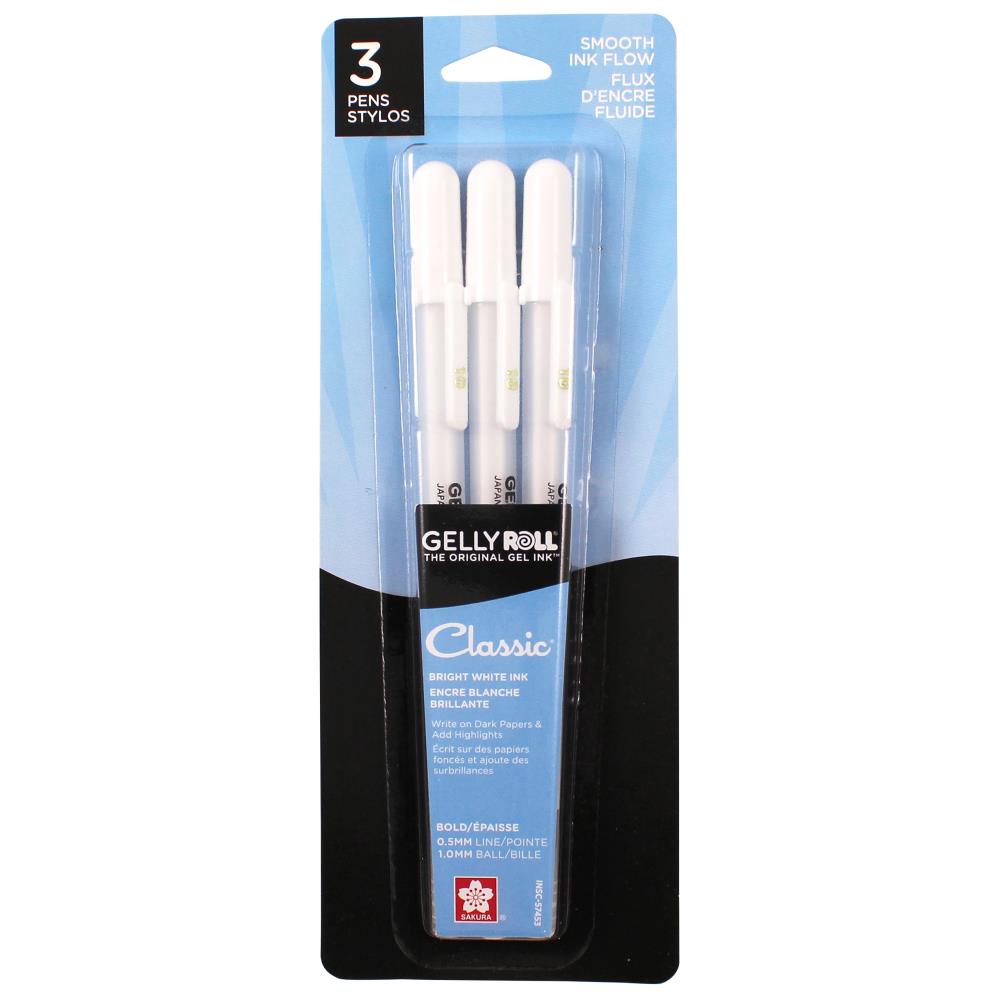 Jelly Roll Collection Classic Bright White Bold (10) Journaling Pen by Sakura - 3 Pens