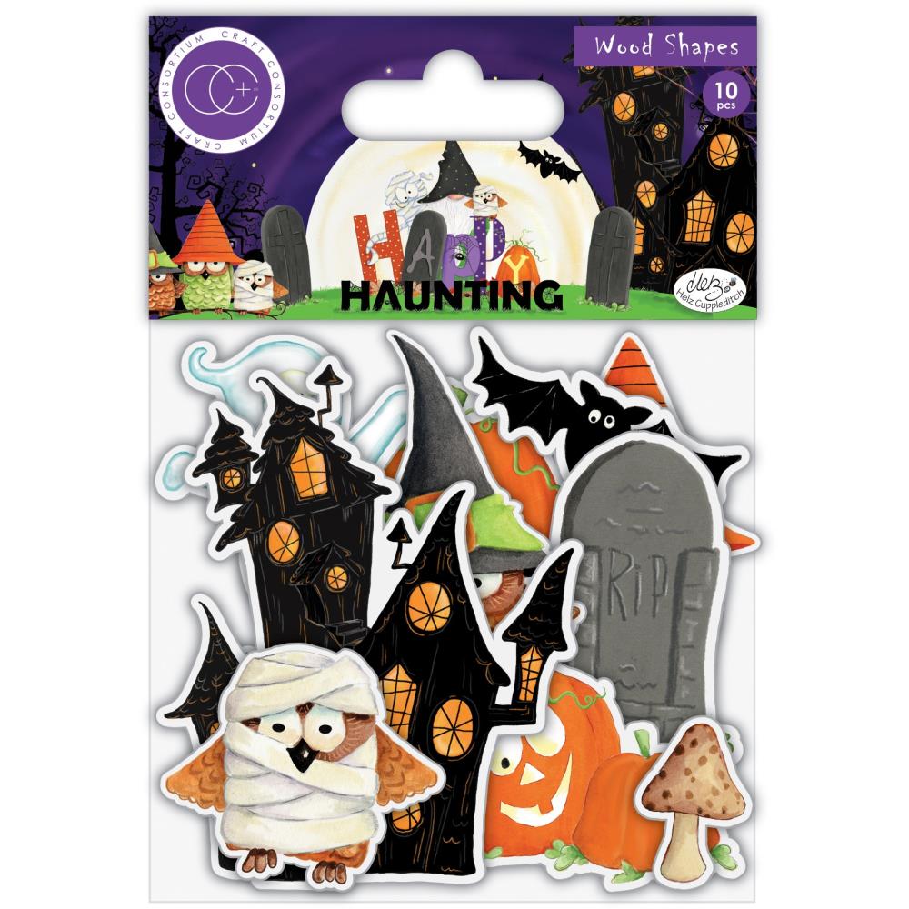 Happy Haunting Collection Printed Wooden Ephemera Scrapbook Embellishments by Craft Consortium