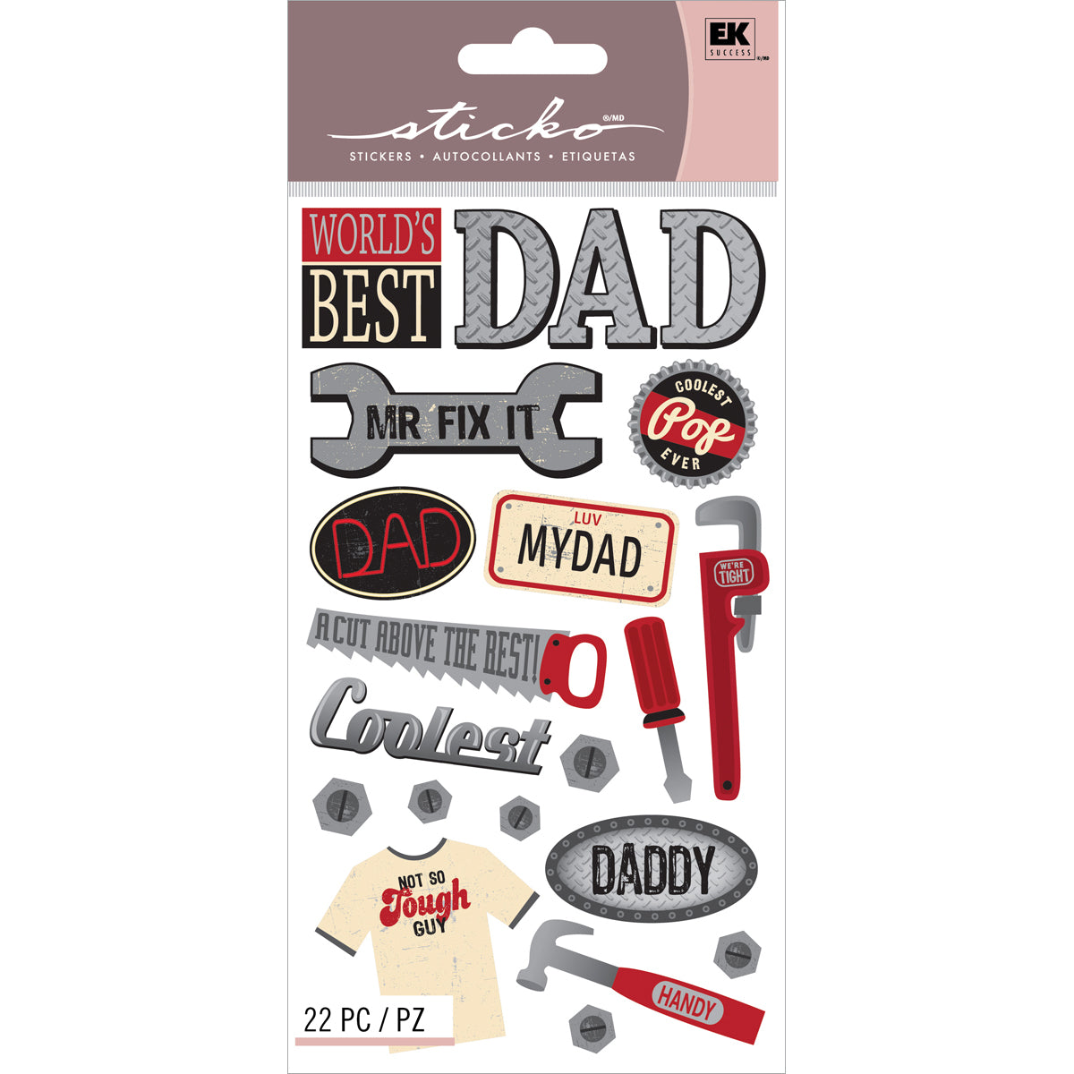 Dad Collection Fix It Dad 4 x 7 Silver Foil Scrapbook Sticket Sheet by Sticko