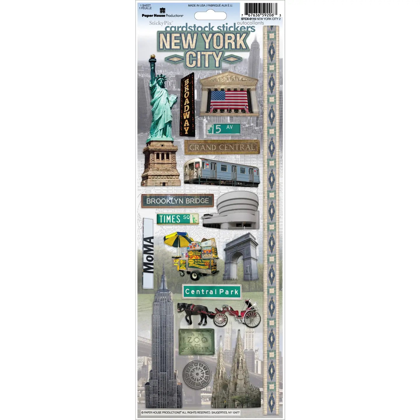 New York Collection NYC 4.5 x 13 Cardstock Sticker by Paper House Productions