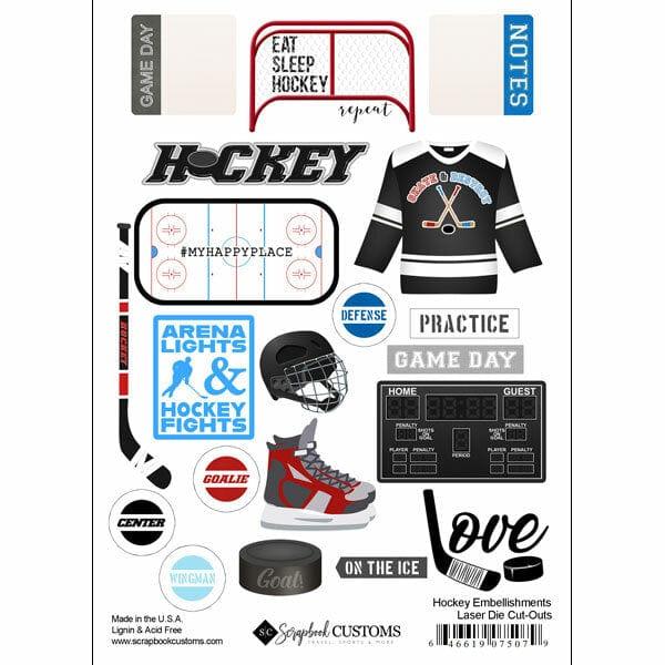 Sports Addict Collection Hockey 6 x 8.5 Die Cut by Scrapbook Customs - Scrapbook Supply Companies