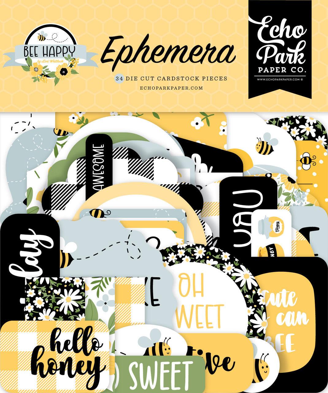 Bee Happy Collection 5 x 5 Scrapbook Ephemera Die Cuts by Echo Park Paper - Scrapbook Supply Companies