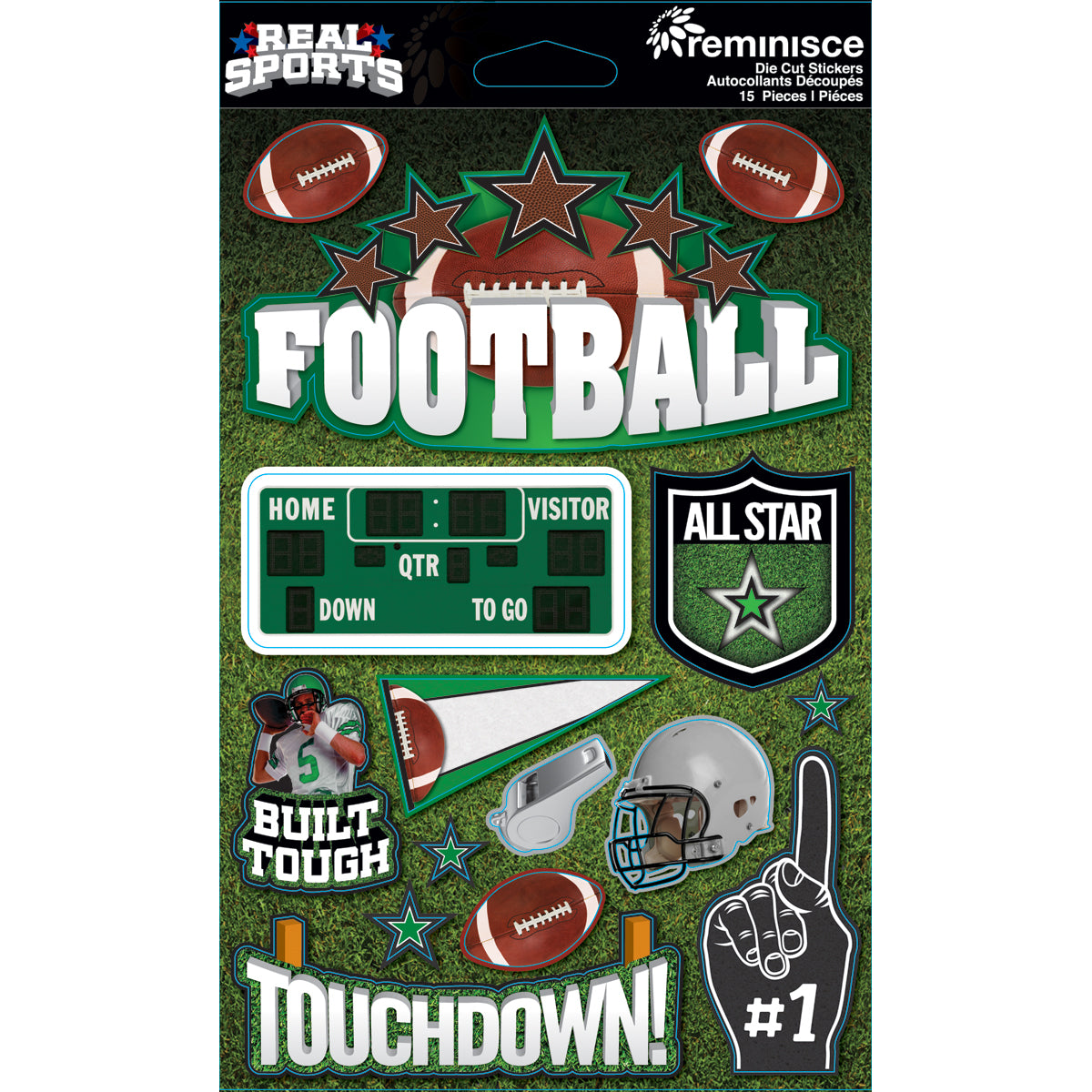 Real Sport Collection Football 5 x 6 Scrapbook Embellishment by Reminisce