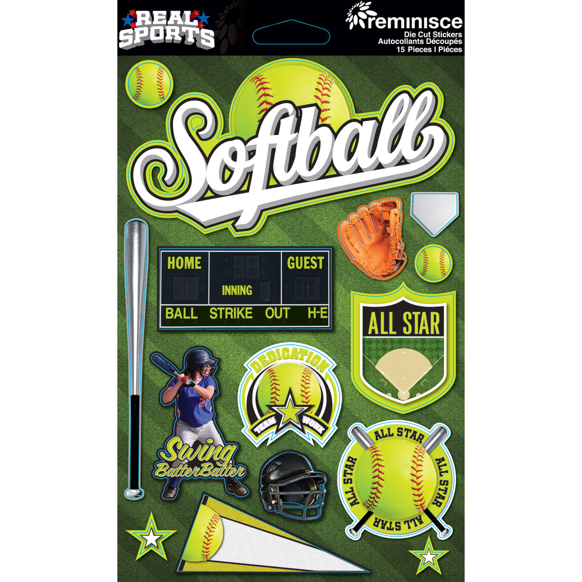 Real Sport Collection Softball 5 x 6 Scrapbook Embellishment by Reminisce