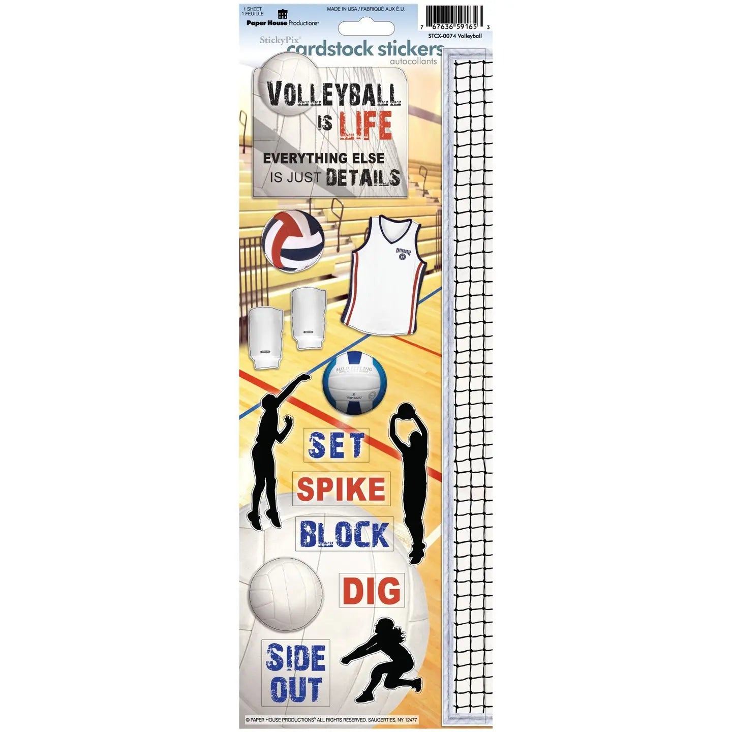 Volleyball Collection  4.5 x 13 Cardstock Sticker by Paper House Productions