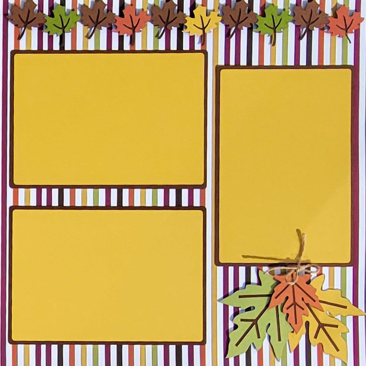 Falling Leaves Pre-Made Embellished Two-Page 12 x 12 Scrapbook Layout by SSC Laser Designs - Scrapbook Supply Companies