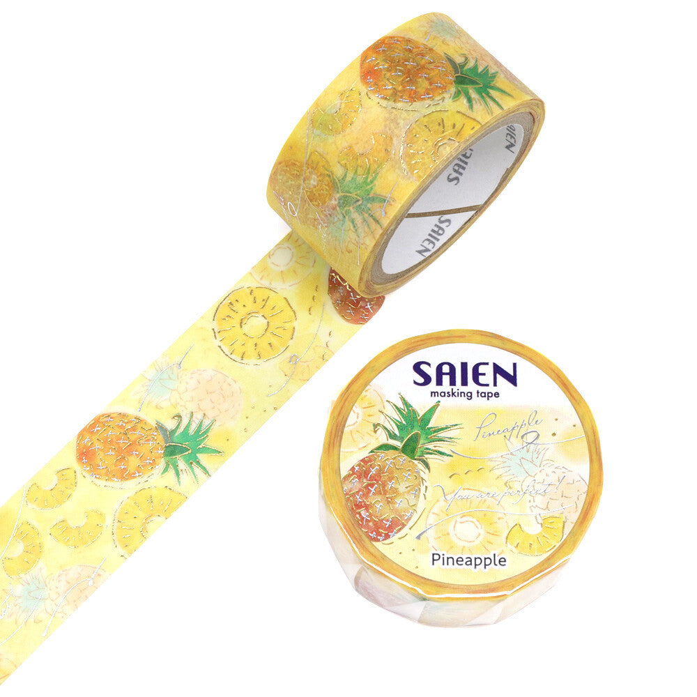 Aloha, Hawaii Collection Pineapples Gold Foil Decorative Washi Tape - 20mm x 5m