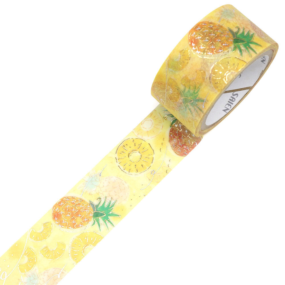Aloha, Hawaii Collection Pineapples Gold Foil Decorative Washi Tape - 20mm x 5m