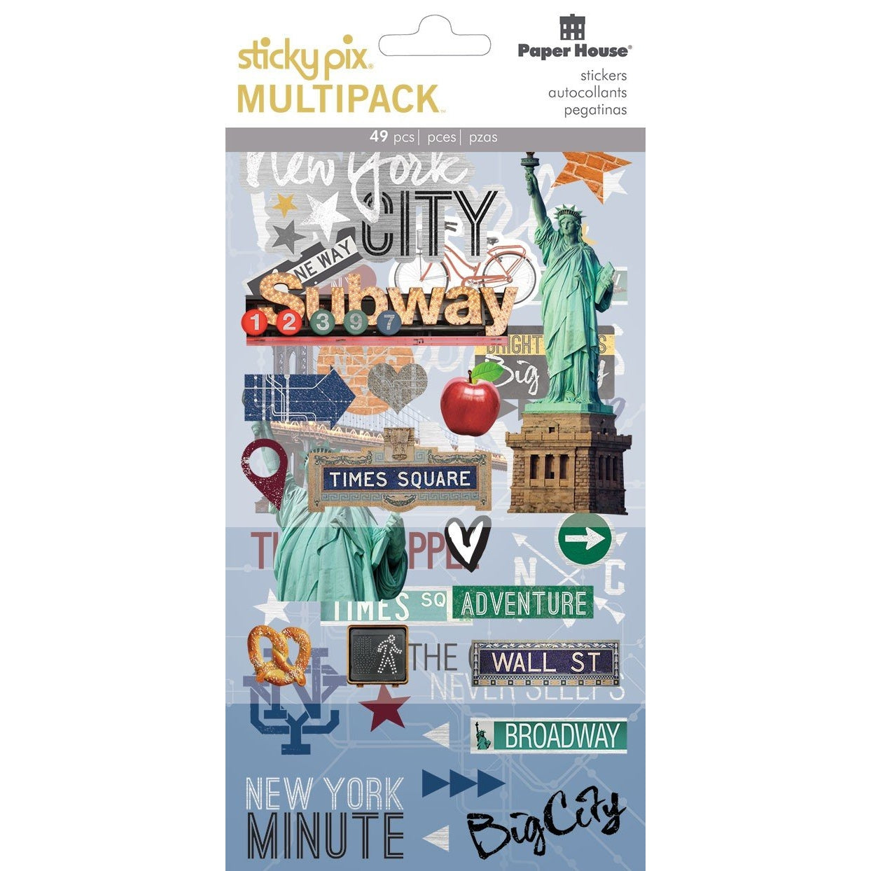 New York Collection Sticky Pix 4 x 10 Clear Cuts Silver-Foiled Sticker Multi-Pack Scrapbook Embellishments by Paper House Productions