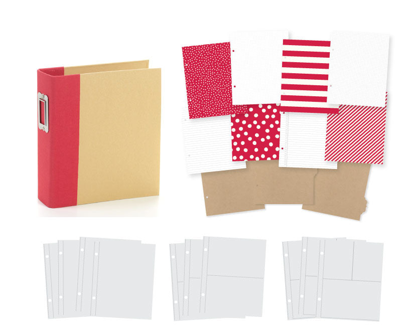 SN@P! 6 x 8 Designer 2-Ring Binder by Simple Stories - Red Kraft