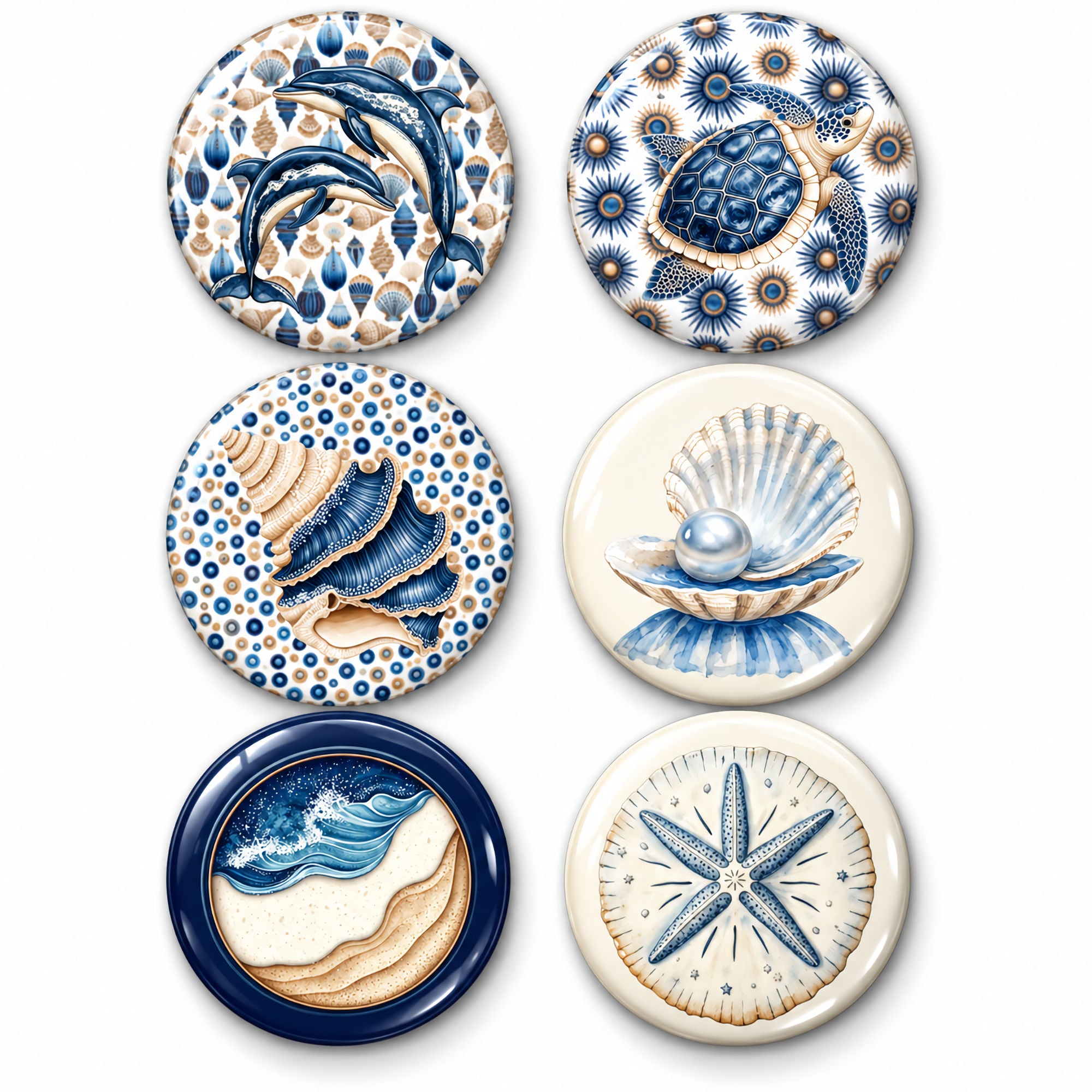 Saltwater Shores Collection Button Bubbles 1" Self-Adhesive Scrapbook Embellishments by MH Flair & More