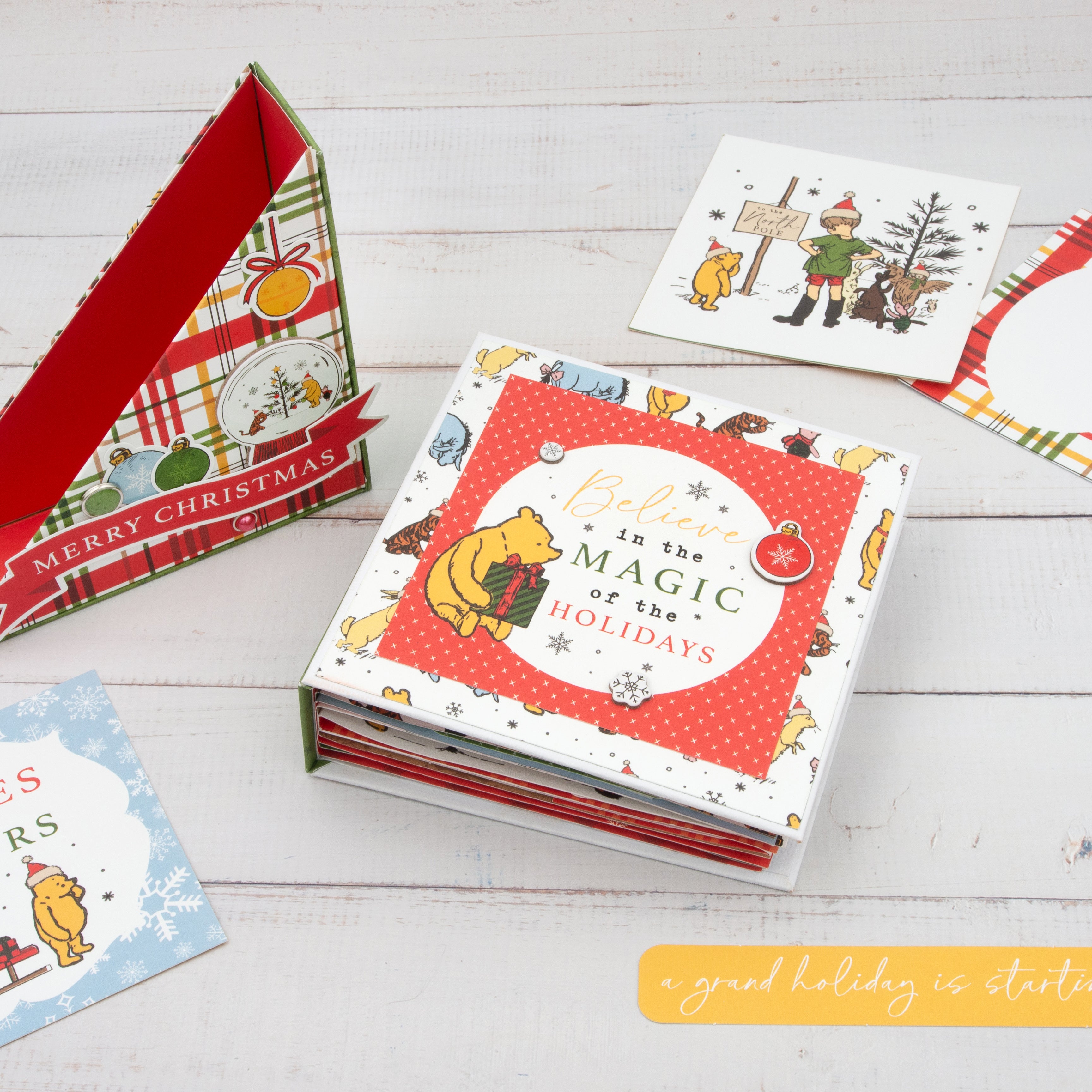 Winnie The Pooh Christmas Scrapbook Paper & Sticker Collection Kit by Echo Park Paper - 13 Pieces