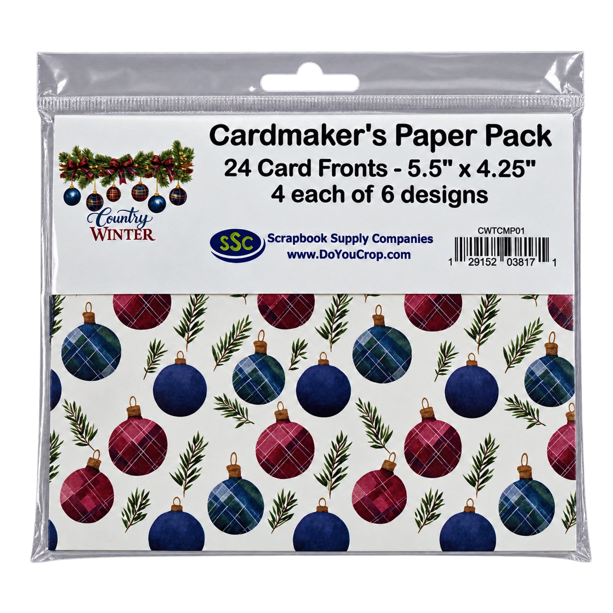 Cardmaker's Collection Country Winter 4.25 x 5.5 Pre-Cut Card Fronts by SSC Designs - 24 Pack