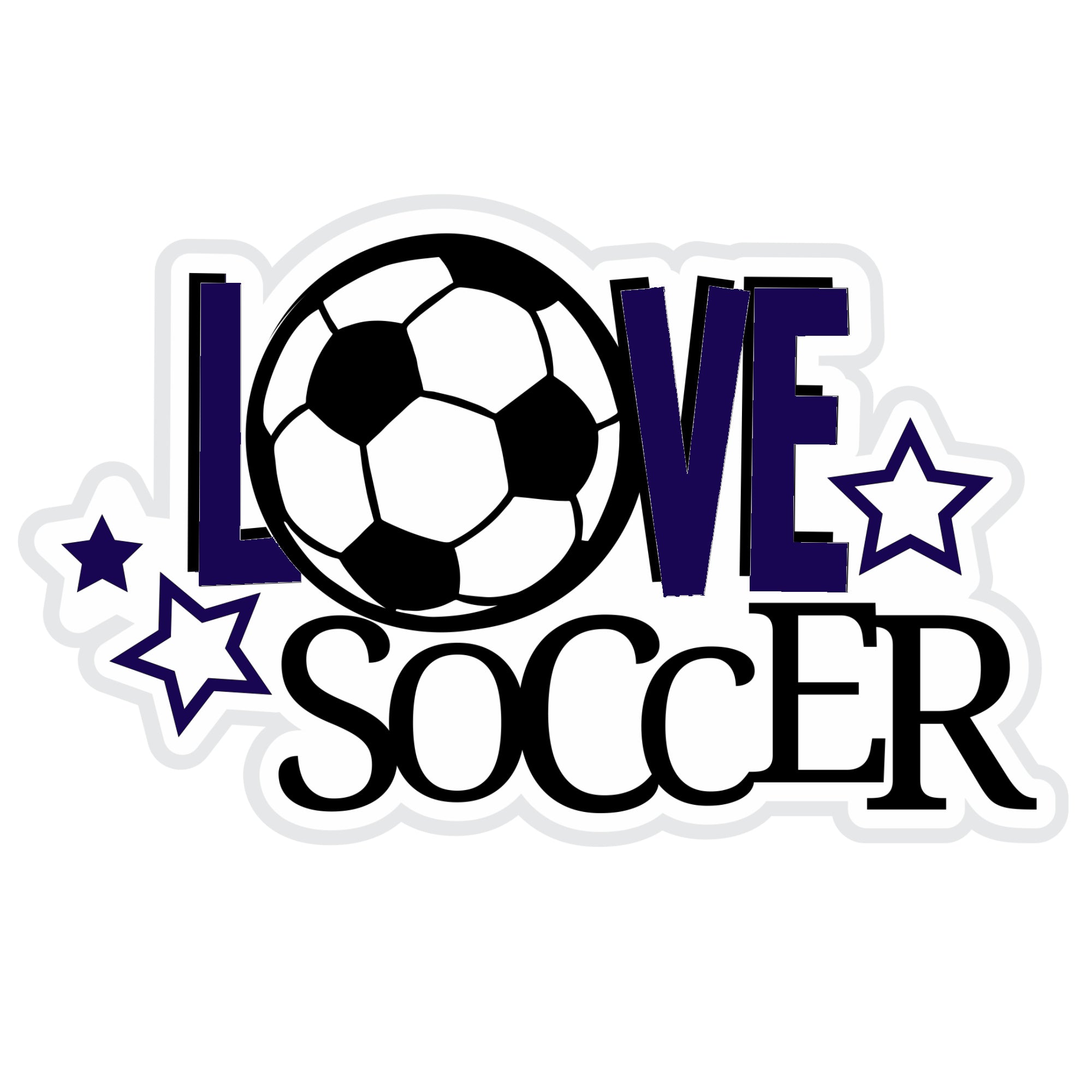 Love Soccer Custom Color Title 6.5 x 4.5 Fully-Assembled Laser Cut Scrapbook Embellishment by SSC Laser Designs