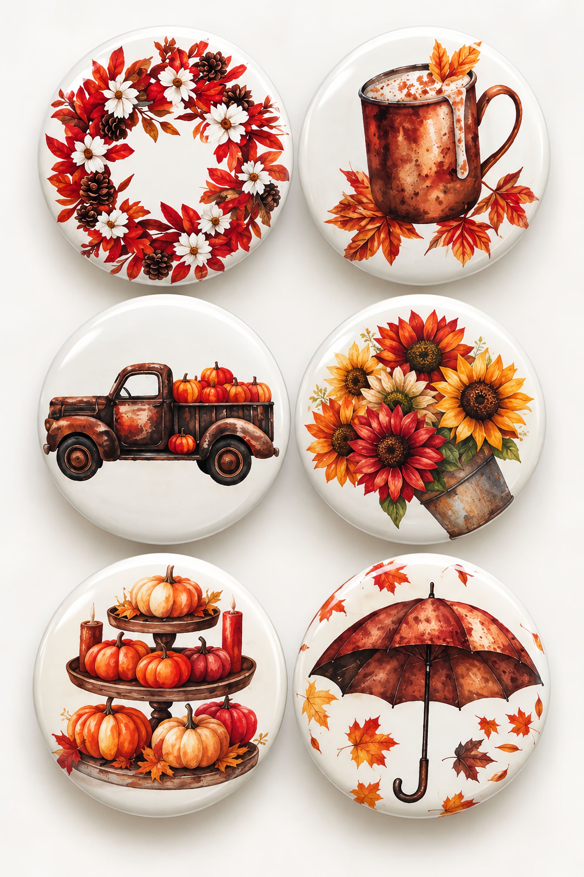 Hello Autumn Collection Button Bubbles 1" Self-Adhesive Scrapbook Embellishments by MH Flair & More