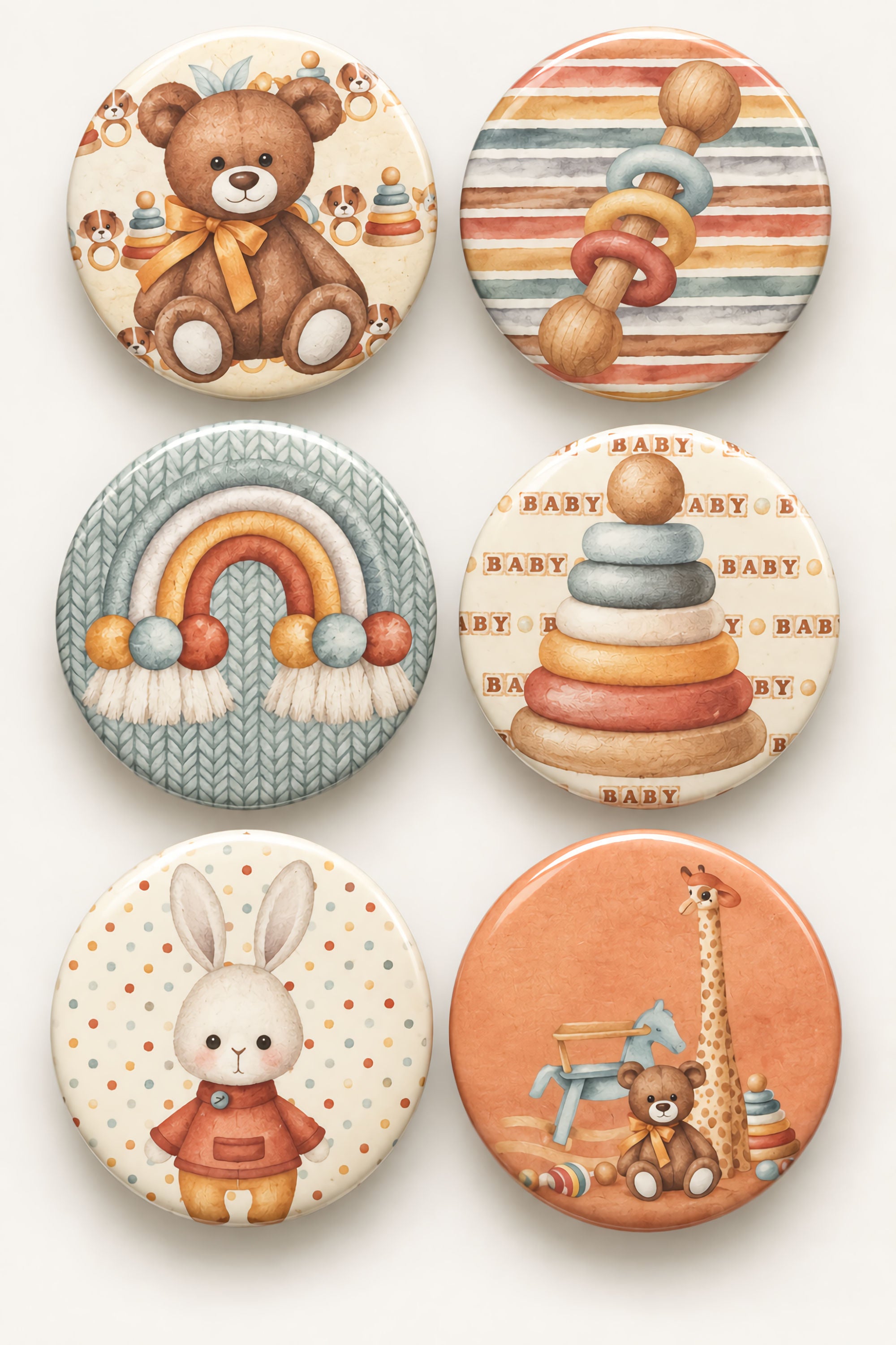 Oh, Baby! Collection Button Bubbles 1" Self-Adhesive Scrapbook Embellishments by MH Flair & More