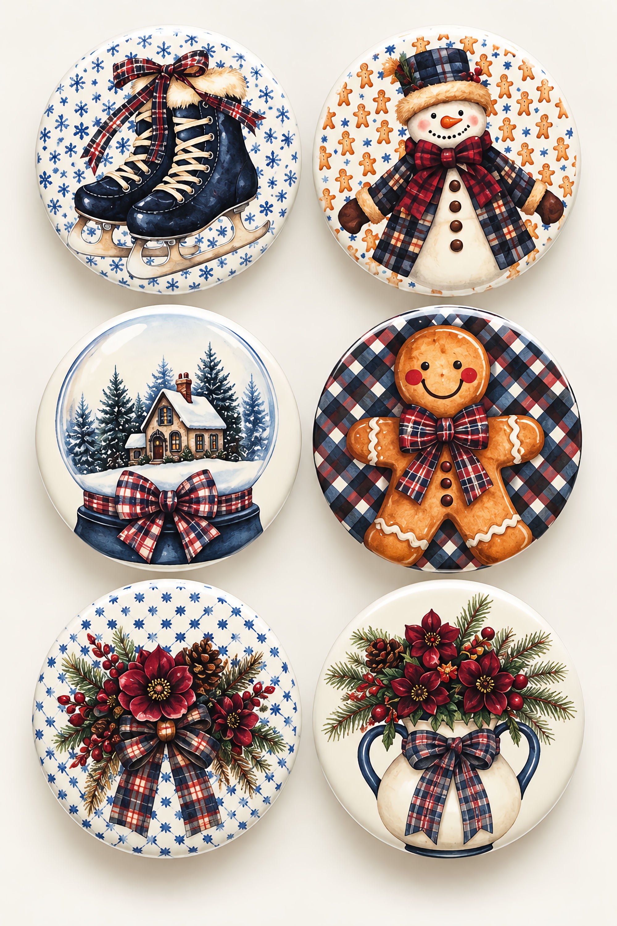 Country Winter Collection Button Bubbles 1" Self-Adhesive Scrapbook Embellishments by MH Flair & More