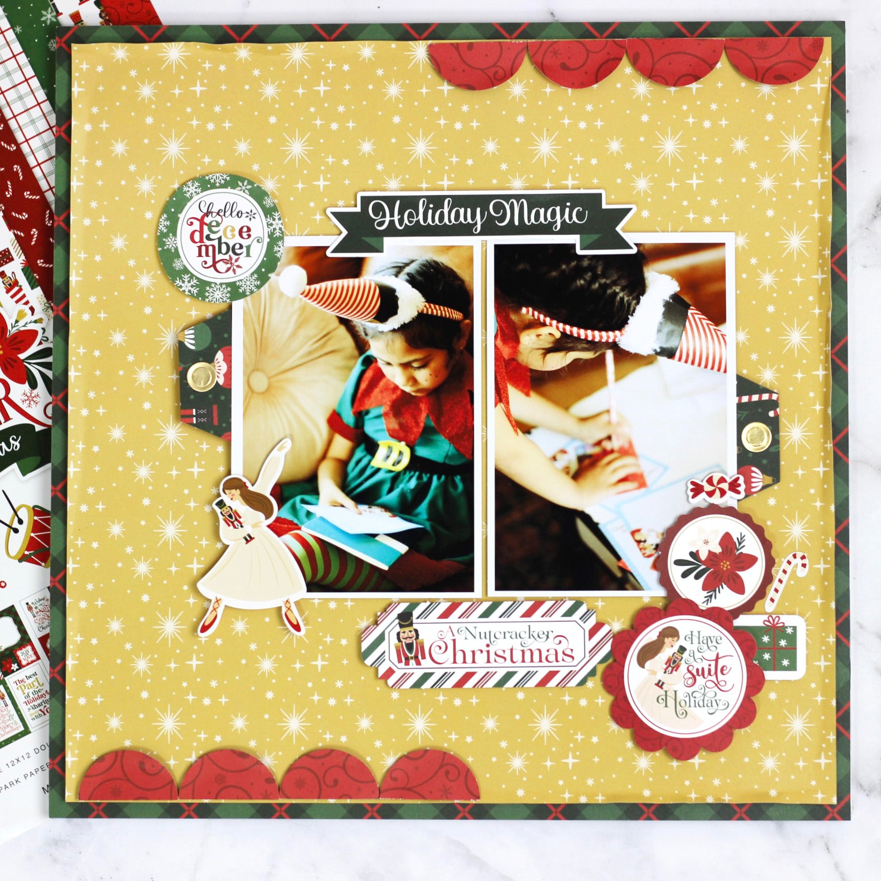 Nutcracker Christmas Scrapbook Paper & Sticker Collection Kit by Echo Park Paper - 13 Pieces
