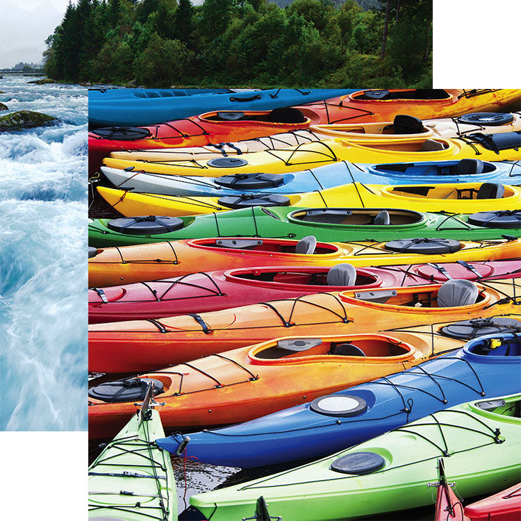 Lake Life Collection Kayaks 12x12 Double-Sided Scrapbook Paper by Paper House Productions