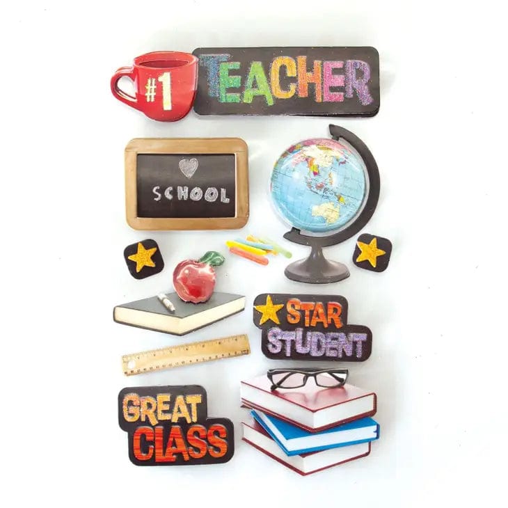 School Collection #1 Teacher 5 x 7 Glitter 3D Scrapbook Embellishment by Paper House Productions - Scrapbook Supply Companies