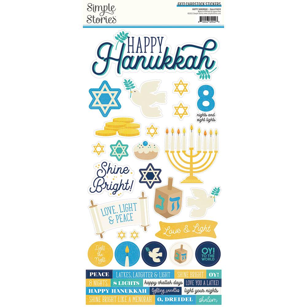 Happy Hanukkah Collection 12 x 12 Scrapbook Paper & Sticker Pack by Simple Stories - Scrapbook Supply Companies